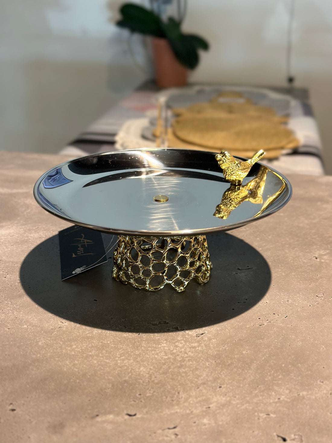 Small Gold Bird Cake Stand