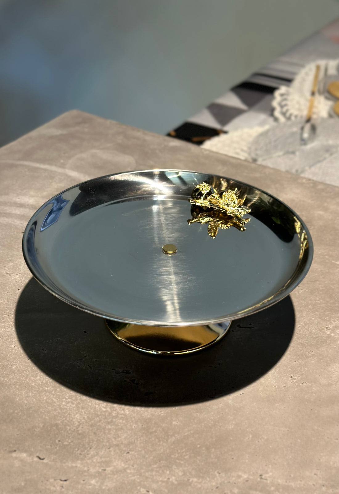 Elegant Metal Serving Stand with Gold Pedestal