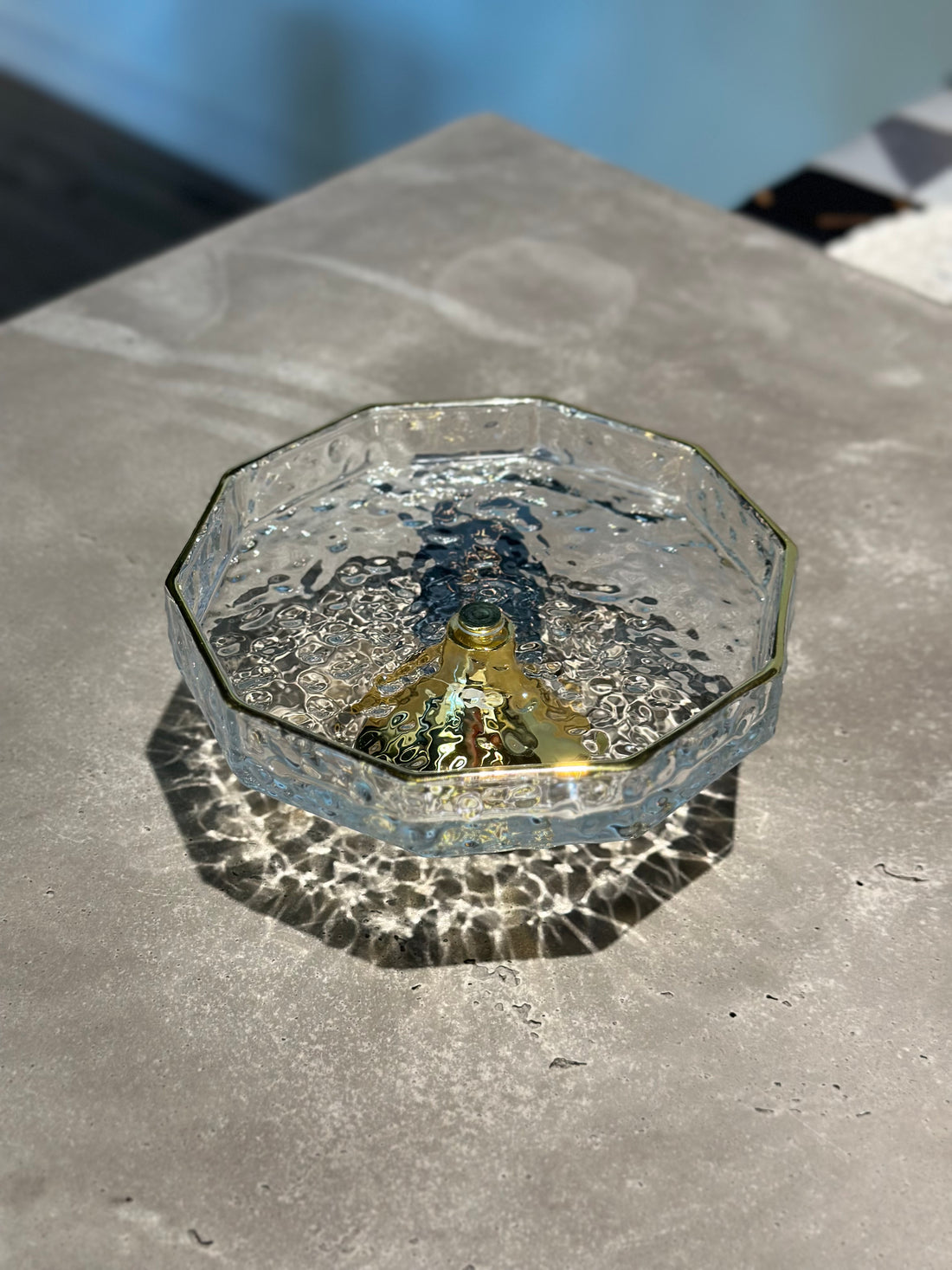 Small Decorative Glass Cake Stand with Gold Base