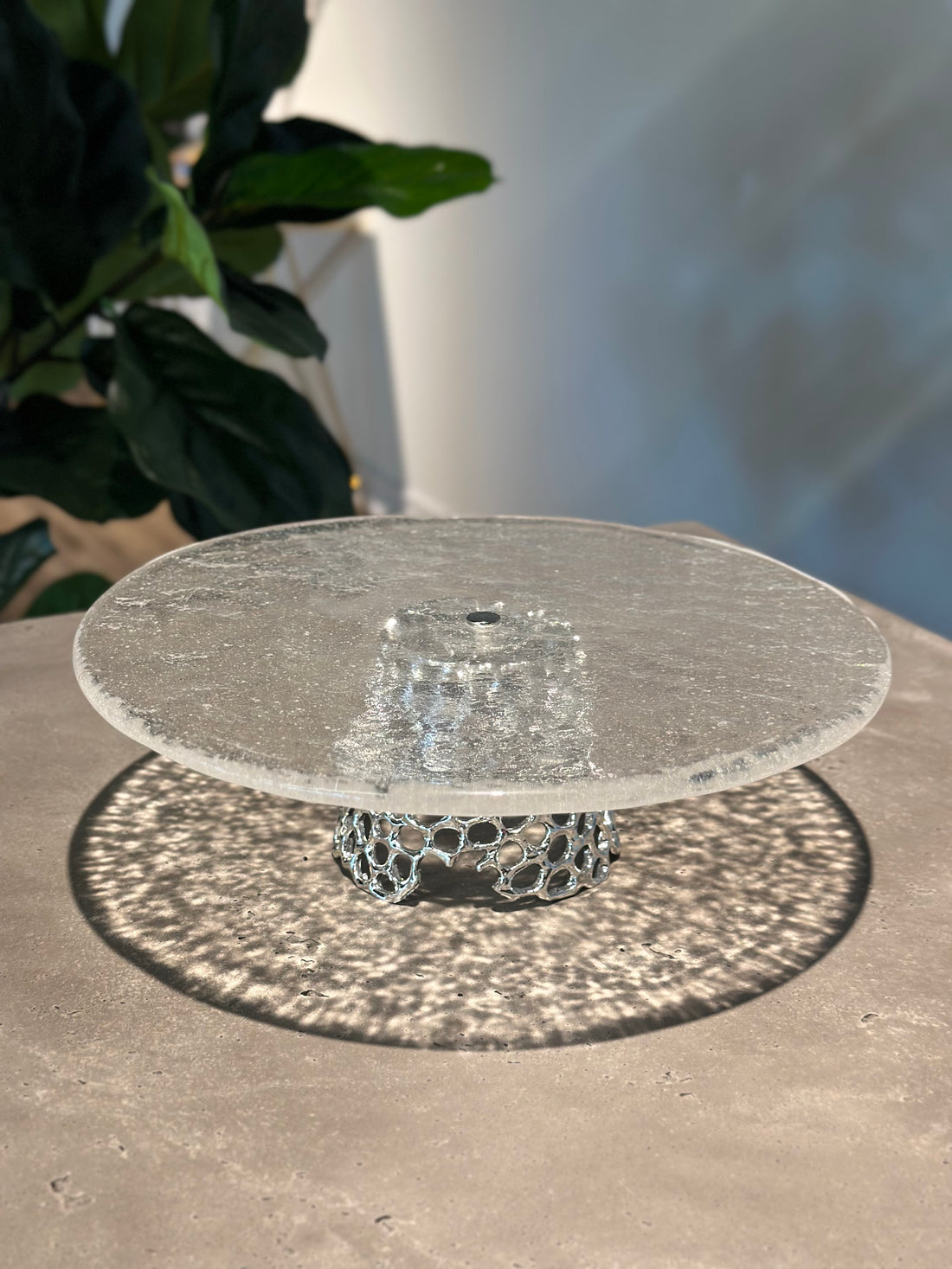 Elegant Glass Cake Stand with Silver Base