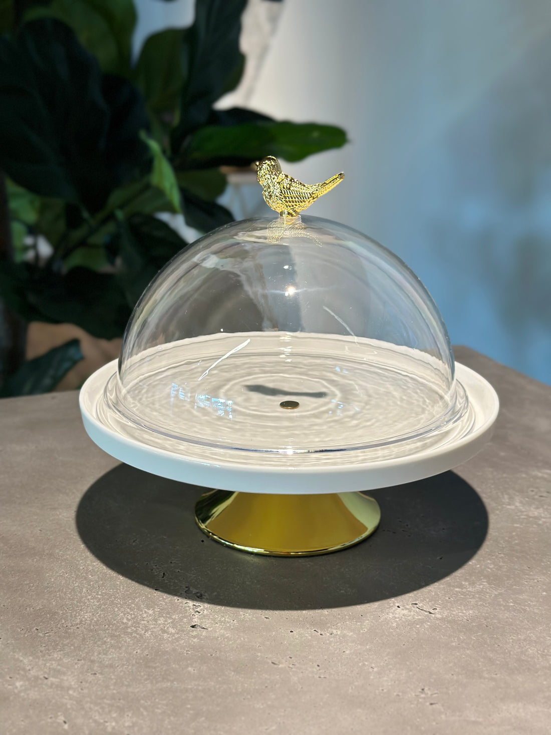 White Gold Solid Cake Stand with Lid