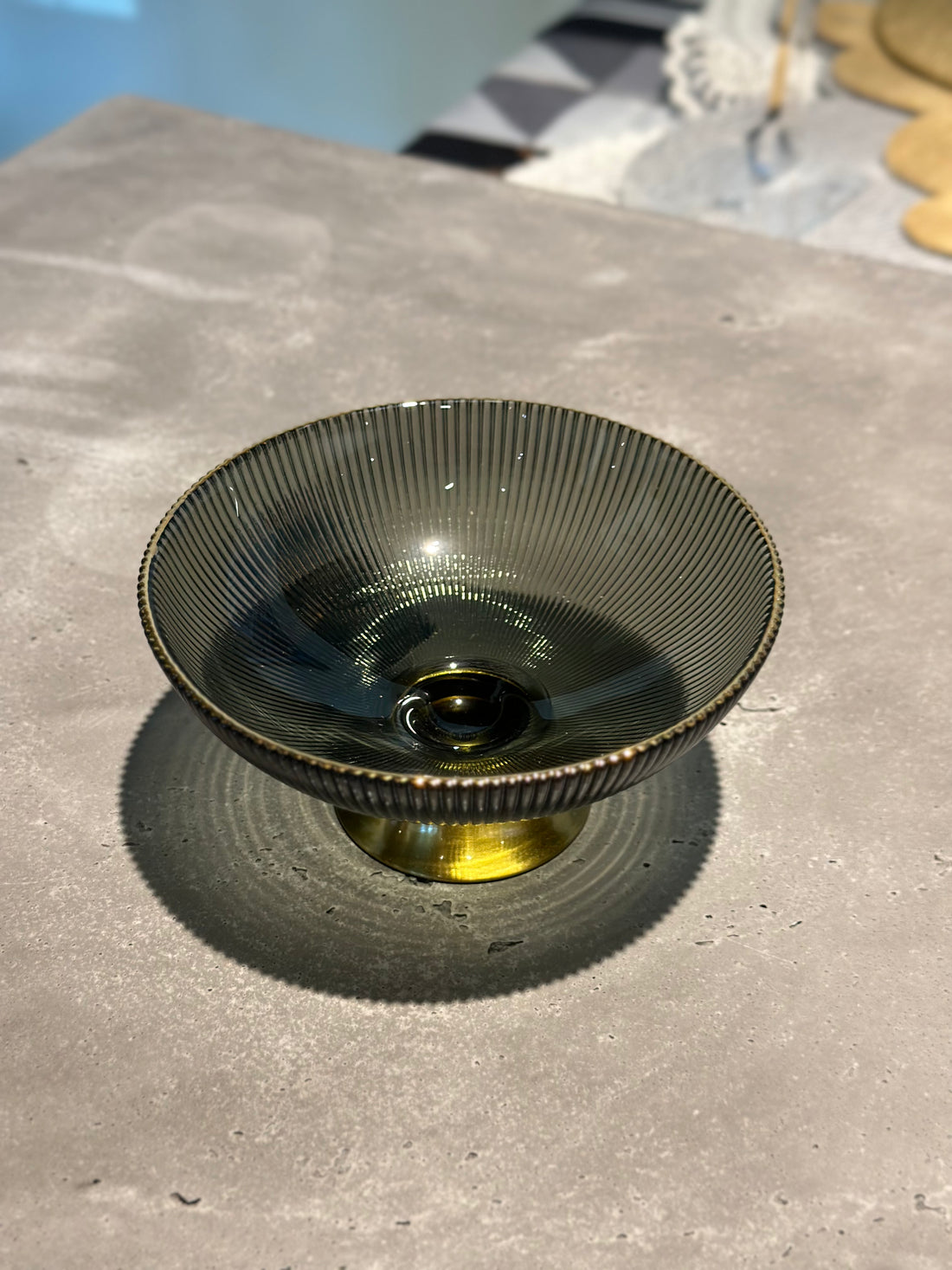 Small Green Bowl with Gold Base