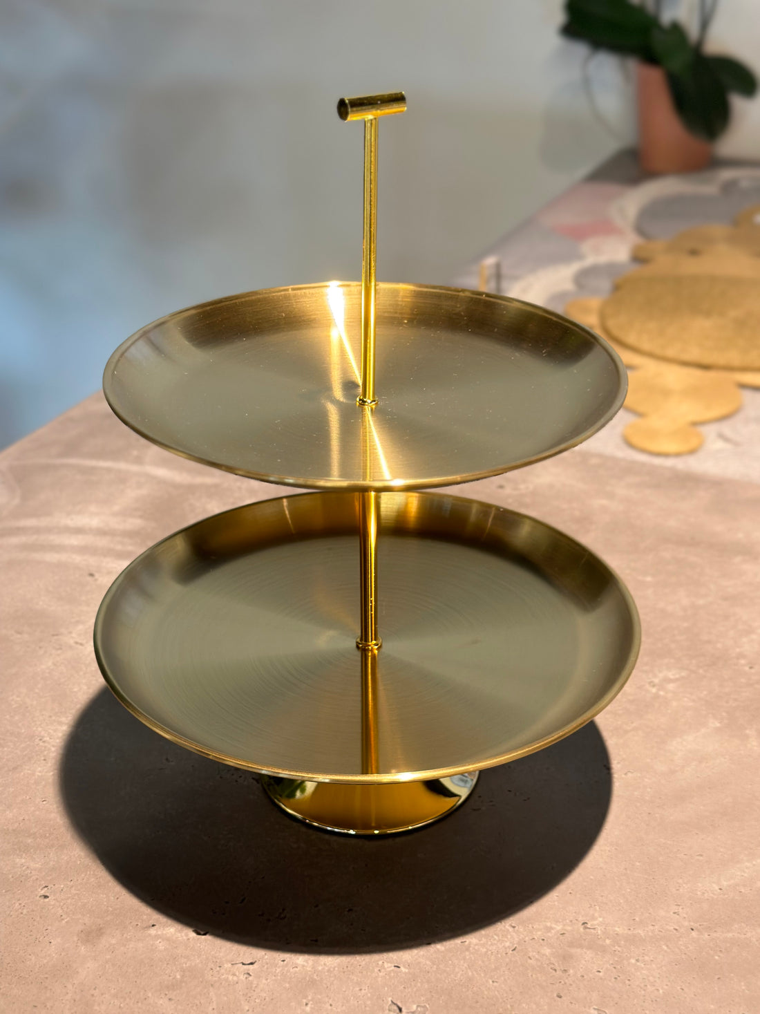 Two-Tier Gold Serving Tray