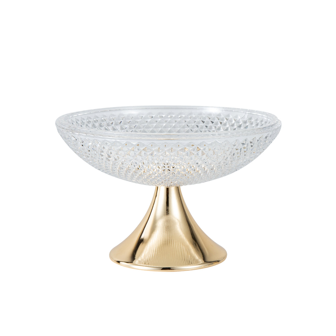 Textured Glass Bowl with Gold Pedestal Base