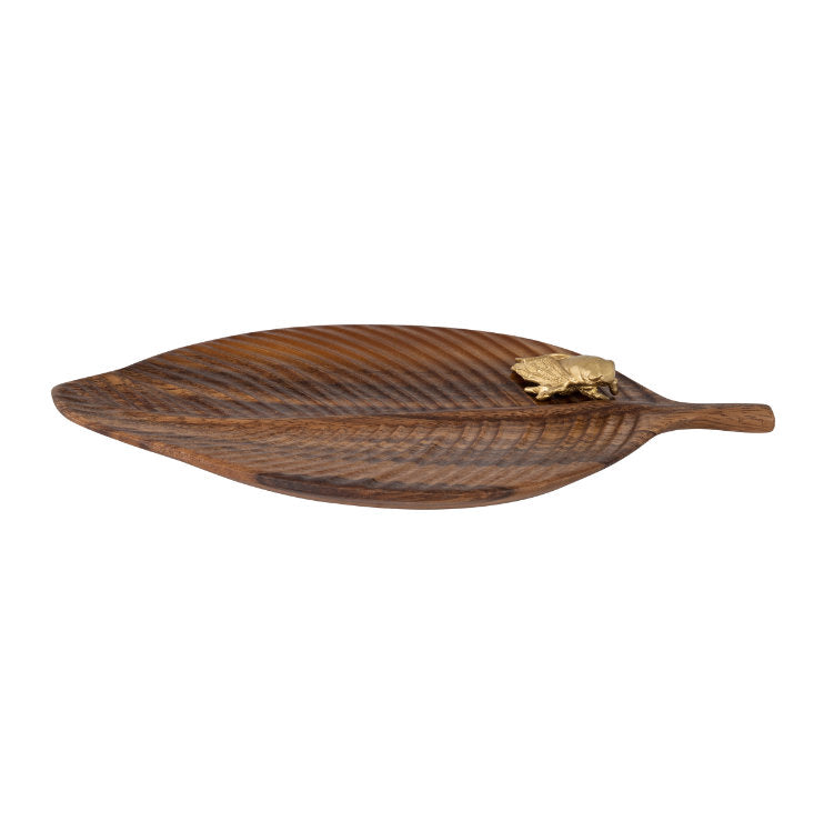 Handcrafted Wooden Leaf-Shaped Serving Dish