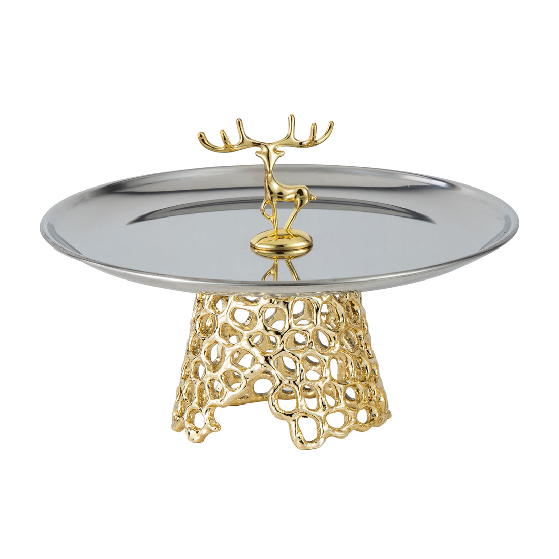 Silver Tray with Gold Deer Accent