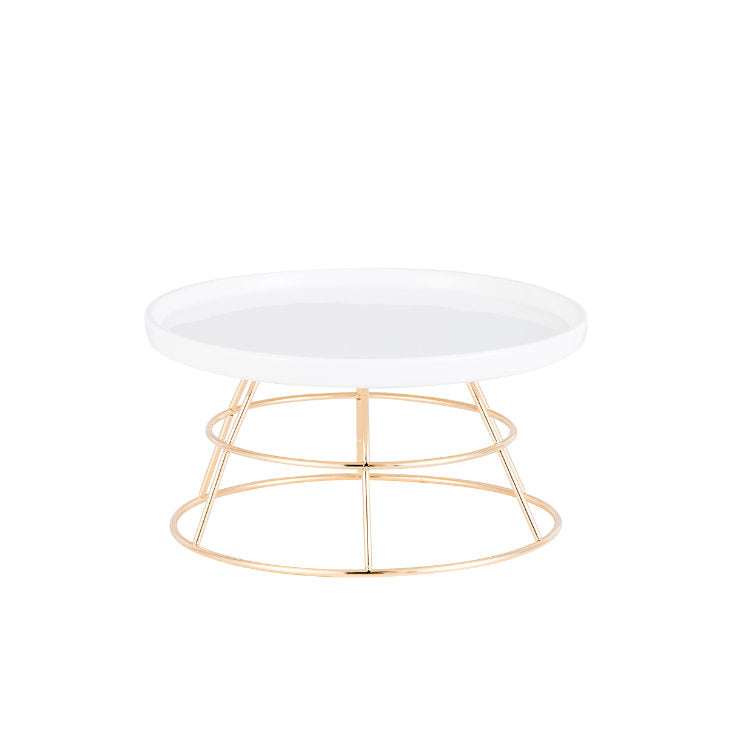 White Cake Stand with Gold Wire Base