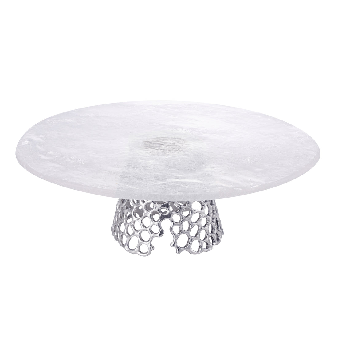 Elegant Glass Cake Stand with Silver Base