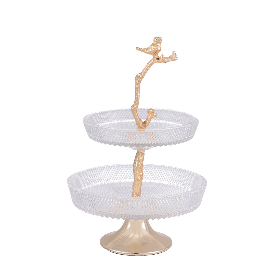 Two-Tier Decorative Stand with Bird Accent