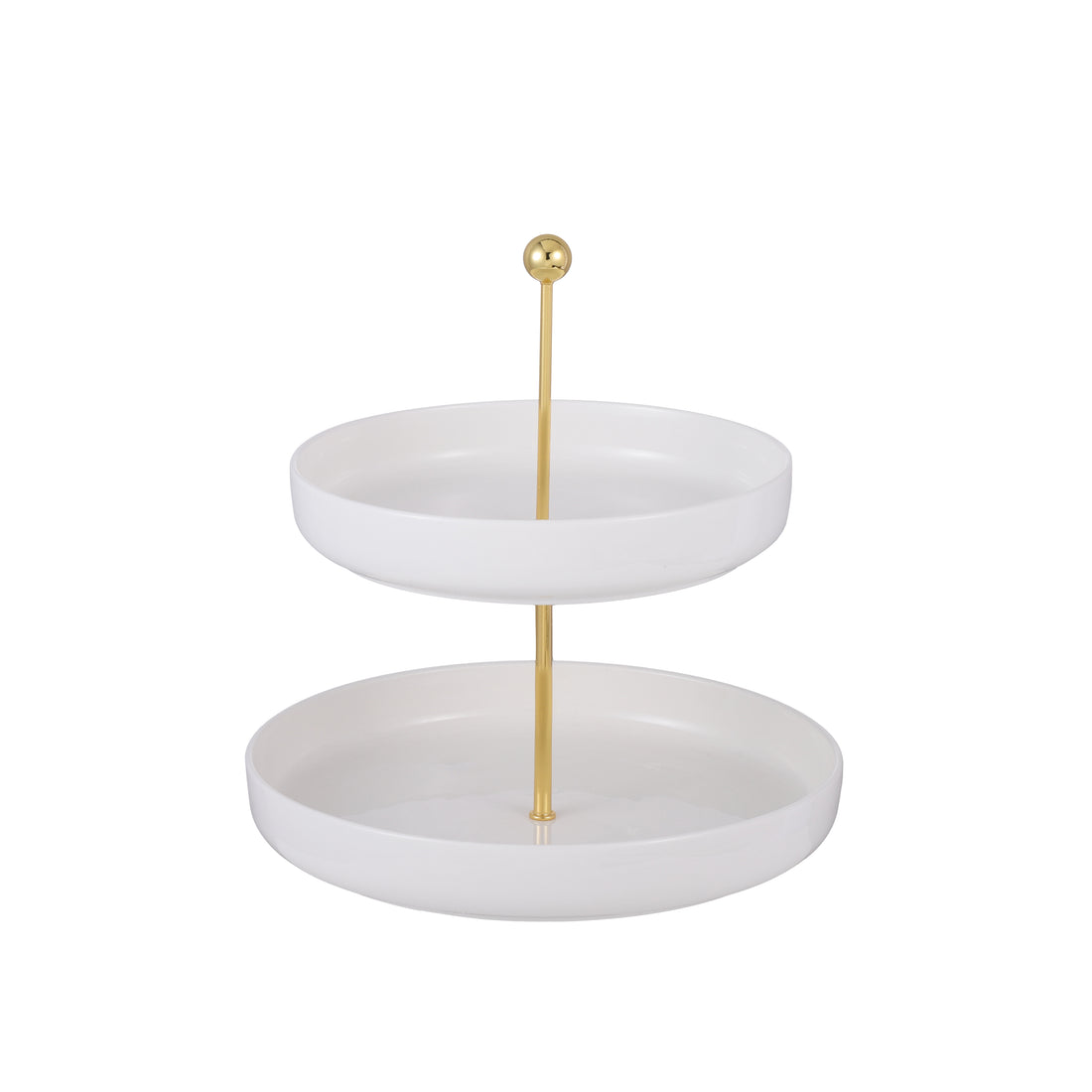 Two-Tier White and Gold Serving Tray