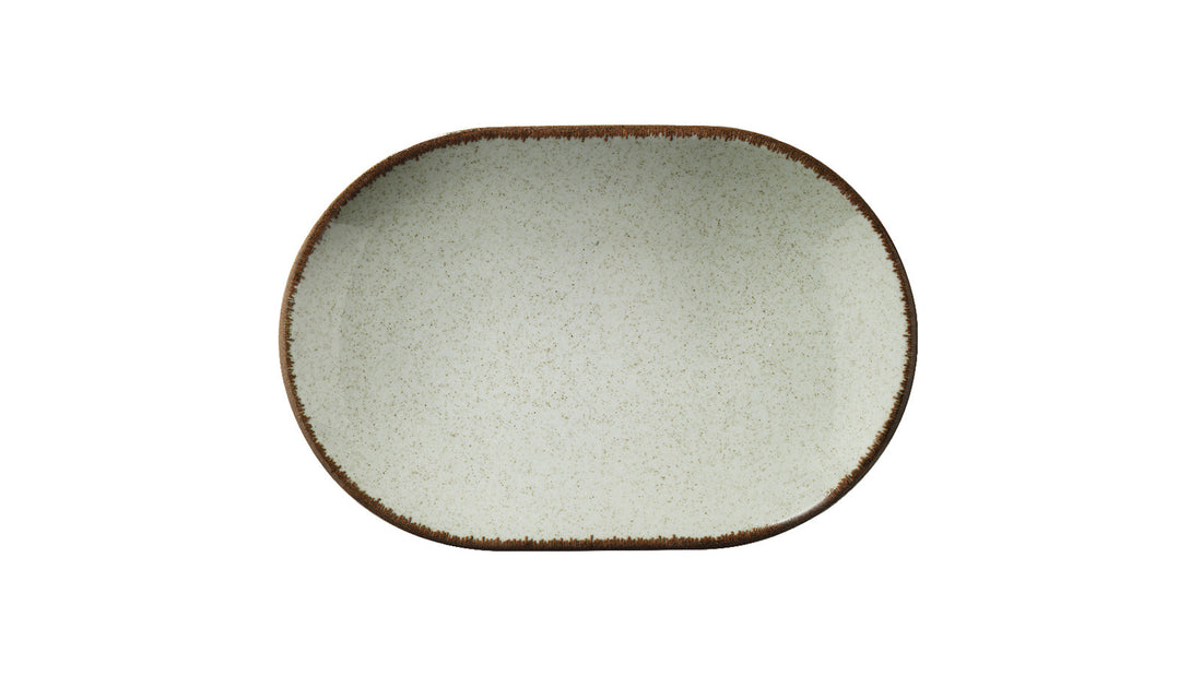 Pearl Color X Oval Plate Green 28cm