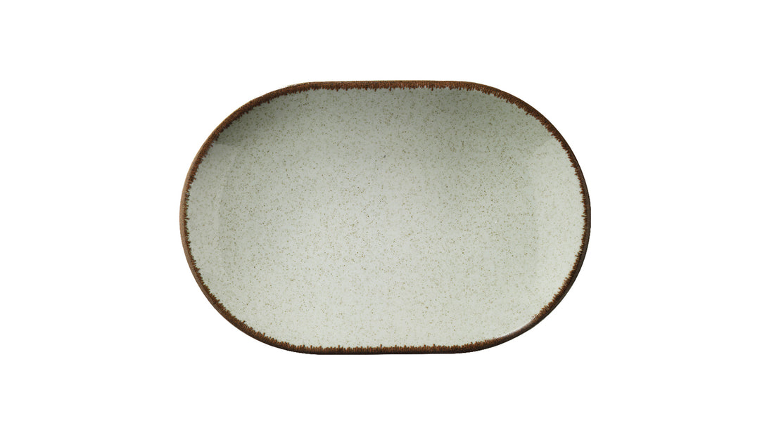 Pearl Color X Oval Plate Green 24cm