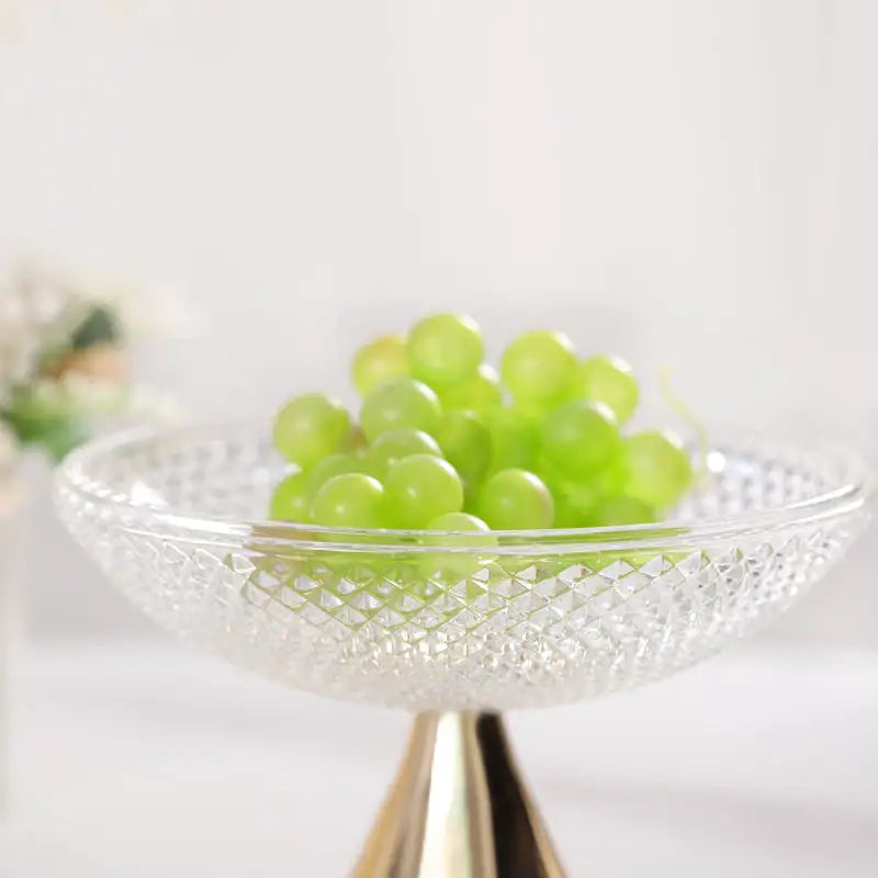 Textured Glass Bowl with Gold Pedestal Base