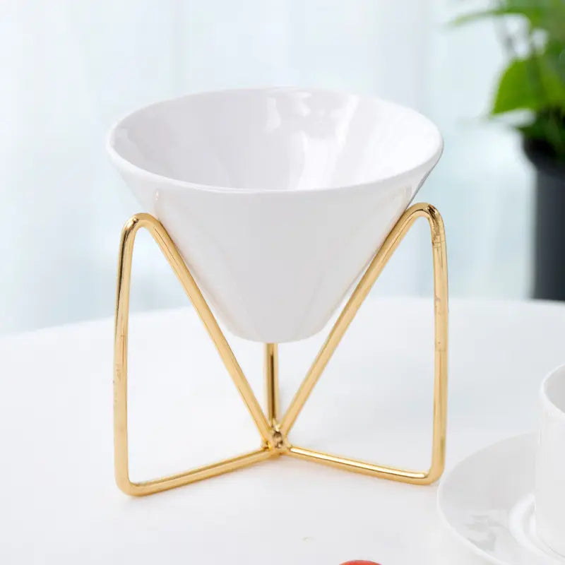 Small White Bowl with Gold Stand