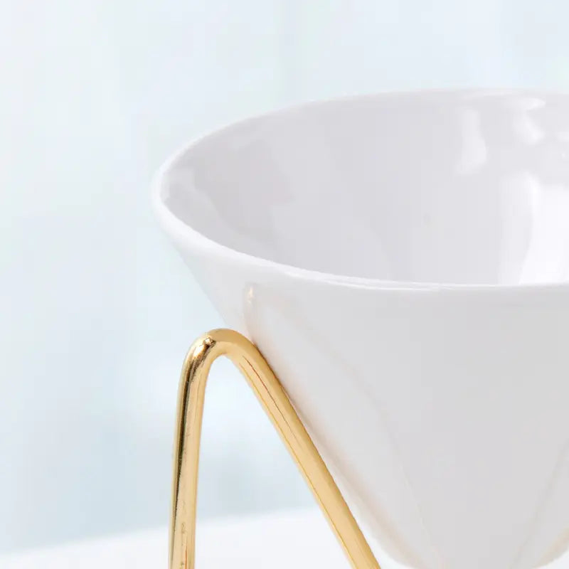 Small White Bowl with Gold Stand