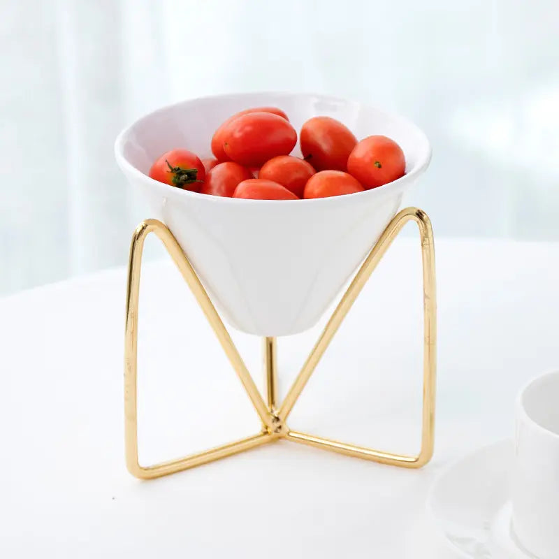 Small White Bowl with Gold Stand