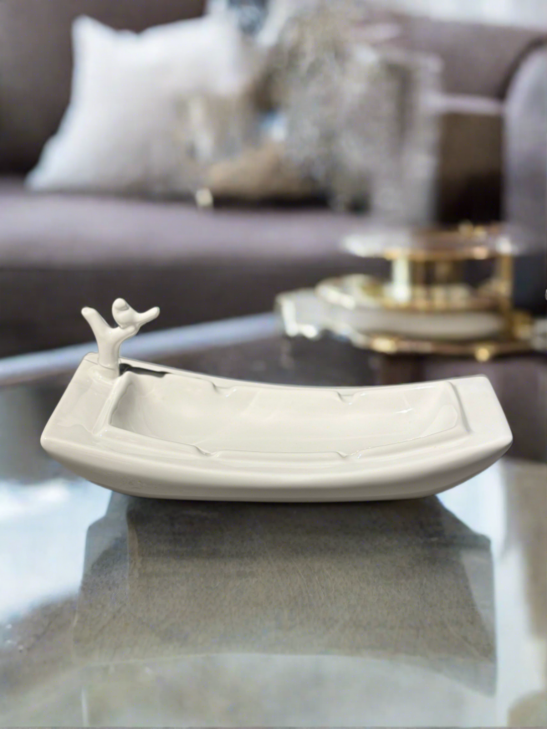 Modern Ceramic Boat-Shaped Ashtray