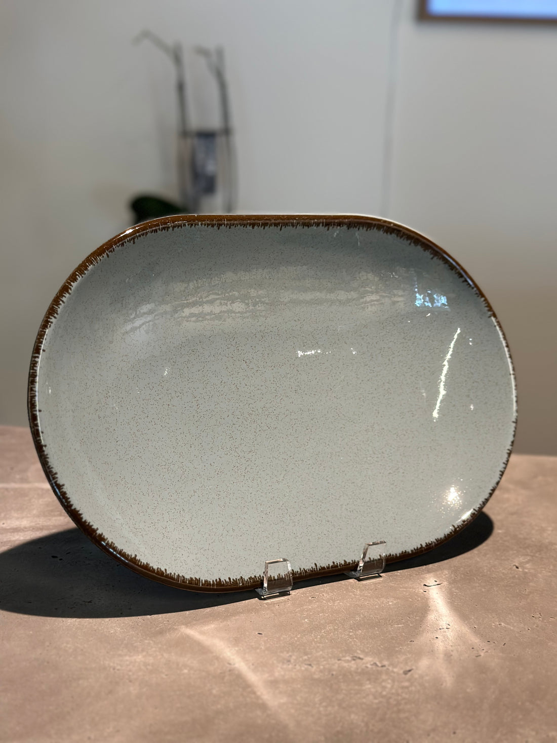 Pearl Color X Oval Plate Blue 36cm