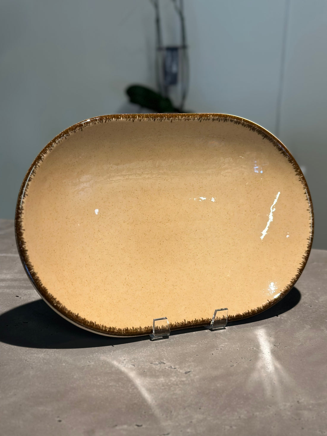 Pearl Color X Oval Plate Salmon 36cm