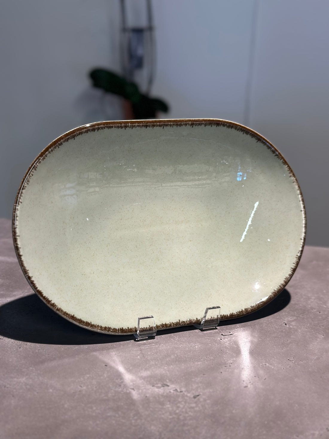 Pearl Color X Oval Plate Green 32cm