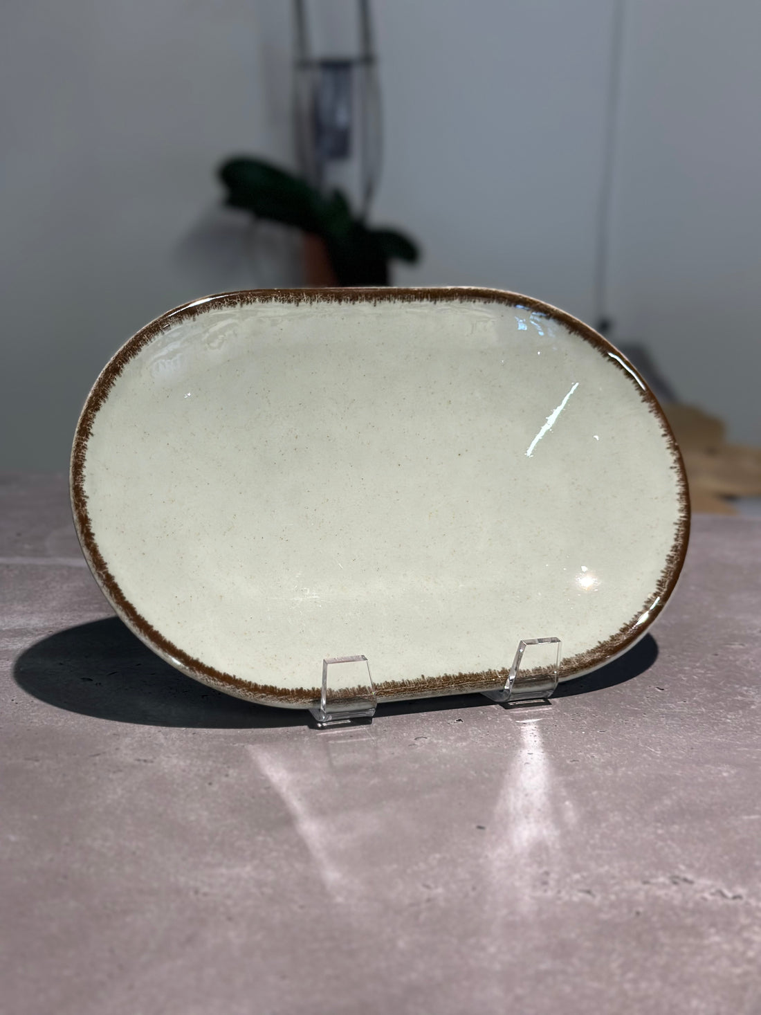 Pearl Color X Oval Plate Green 24cm