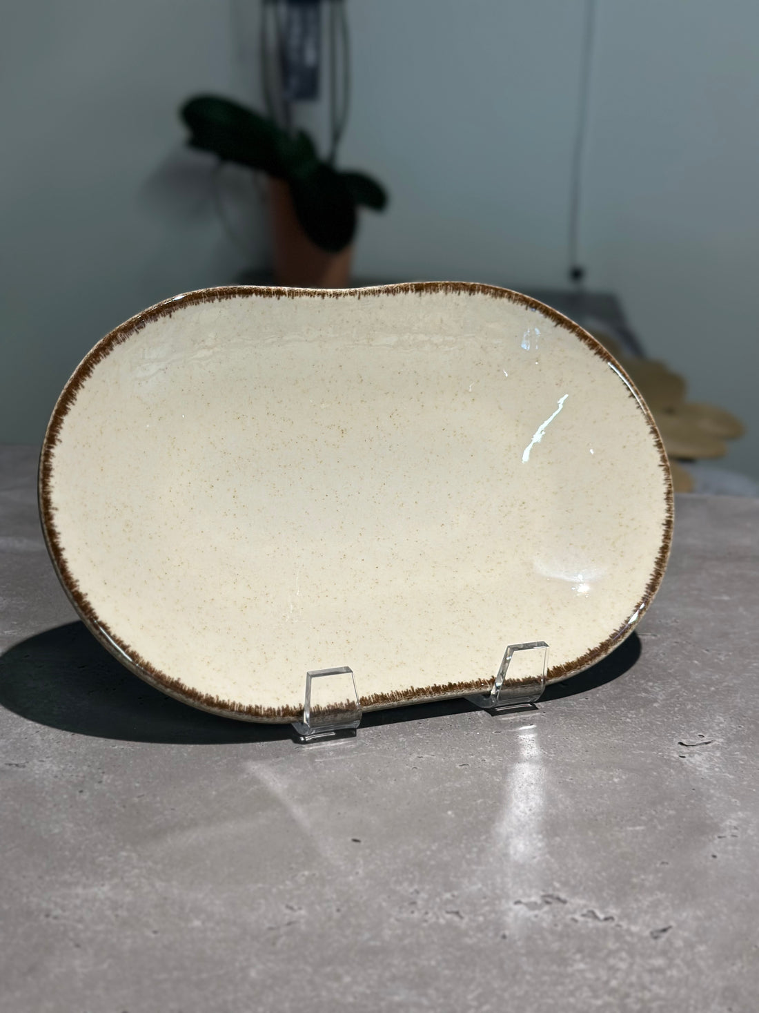 Pearl Color X Oval Plate Cinnamon 24cm