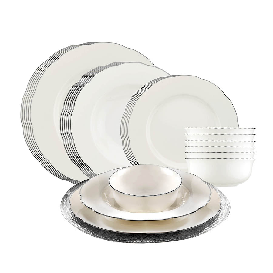 Bonamore Olympos Dinnerware Set 24 Pcs Silver