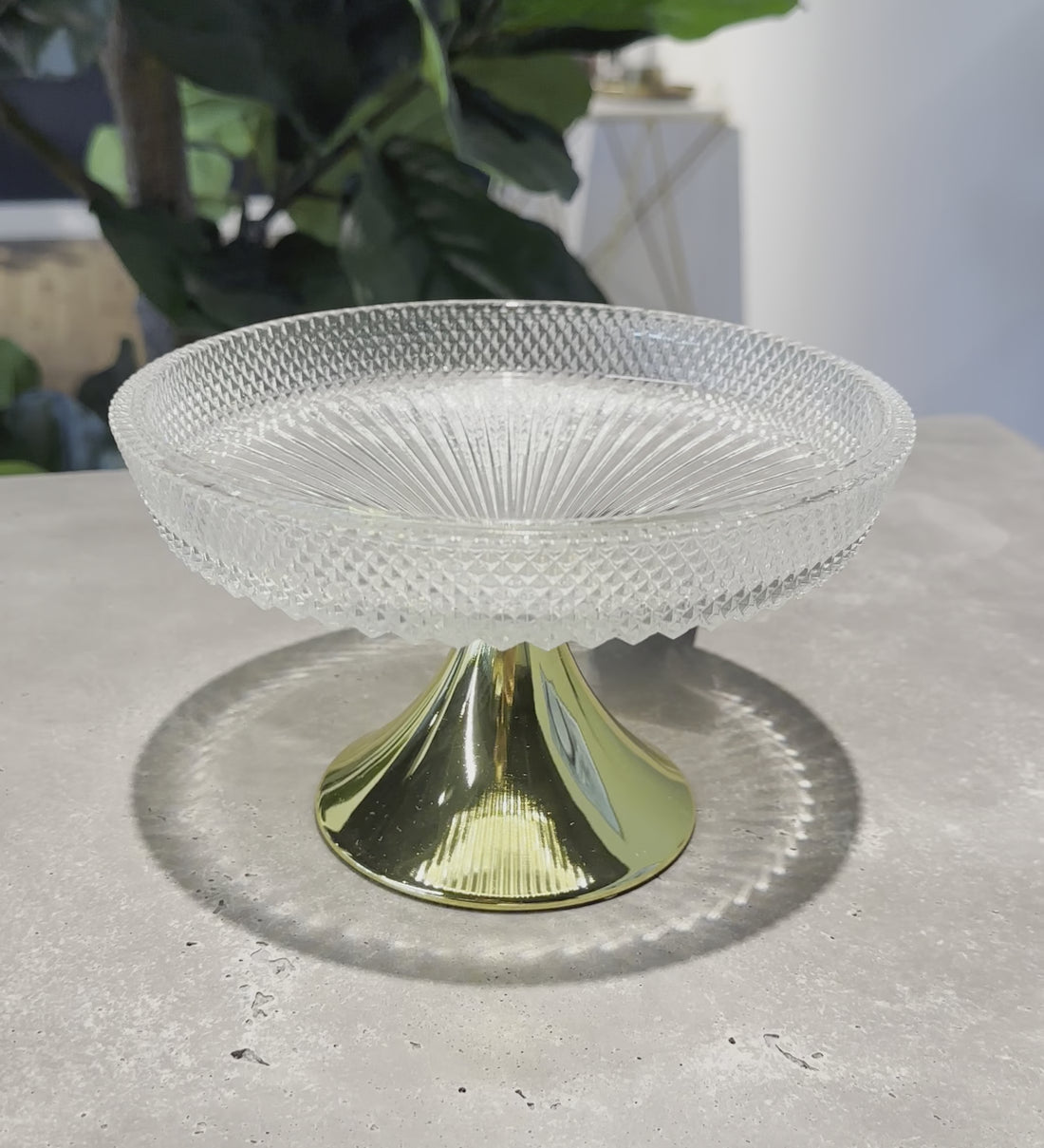 Small Decorative Glass Plate with Gold Base