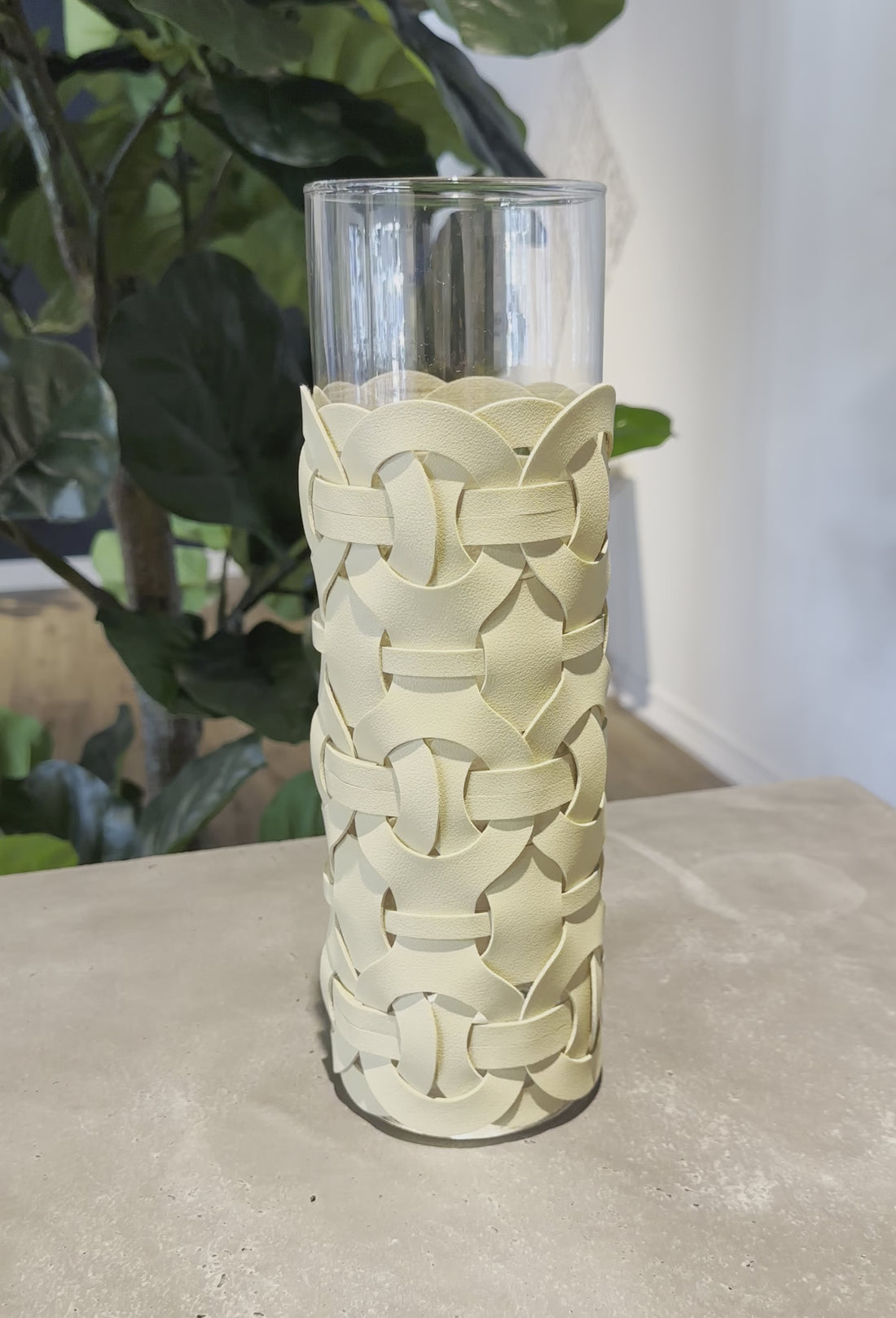 Woven Leather Accent Glass Vase