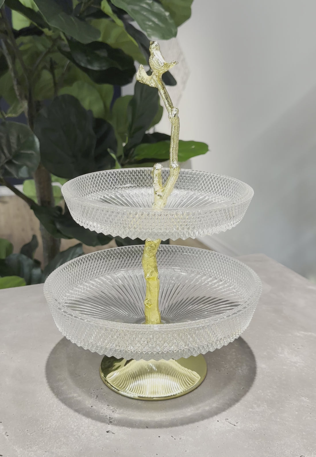 Two-Tier Decorative Stand with Bird Accent