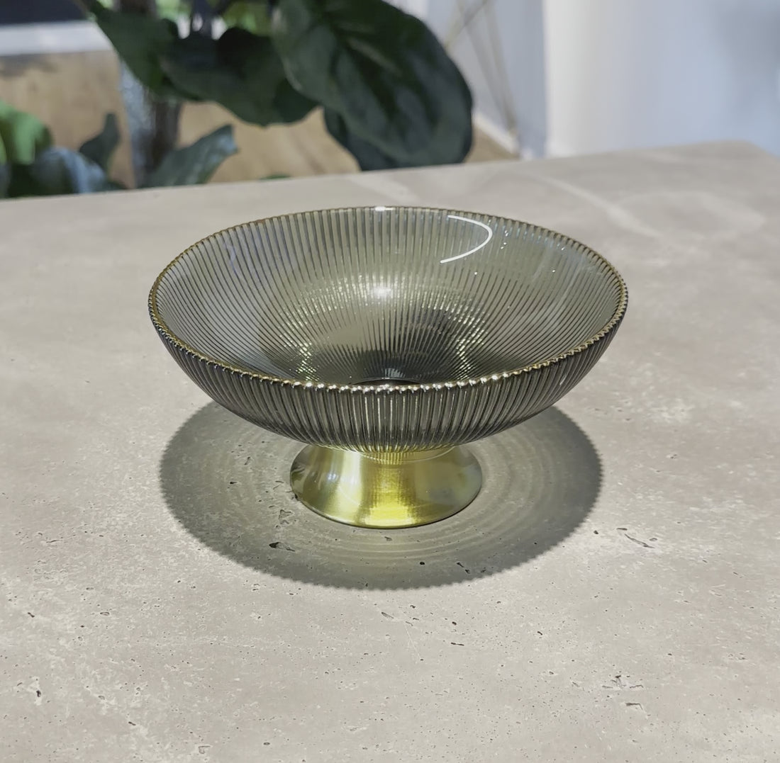 Small Green Bowl with Gold Base