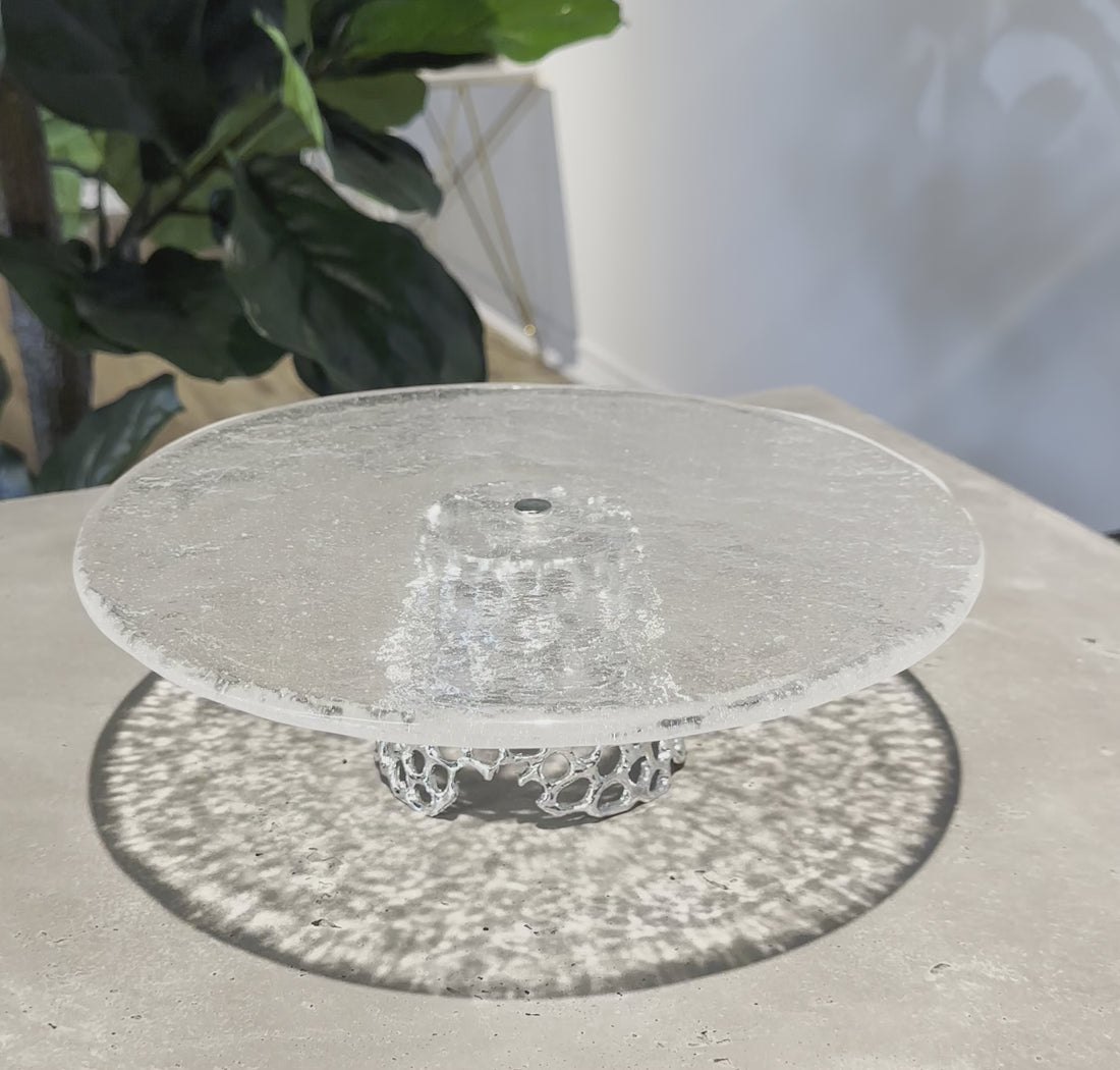 Elegant Glass Cake Stand with Silver Base