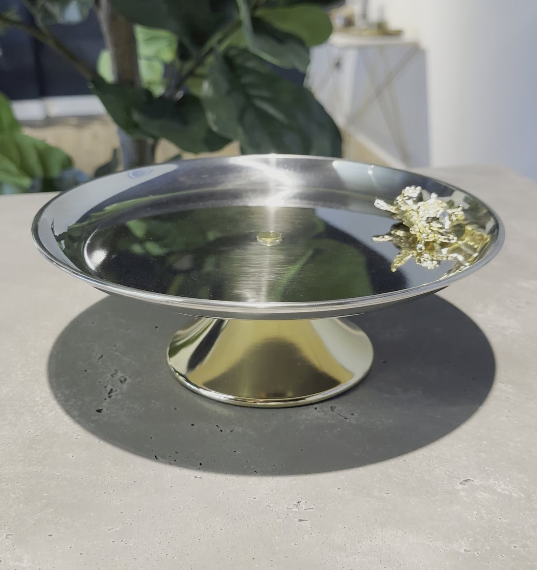 Elegant Metal Serving Stand with Gold Pedestal