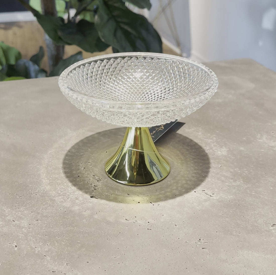 Decorative Glass Bowl with Gold Base