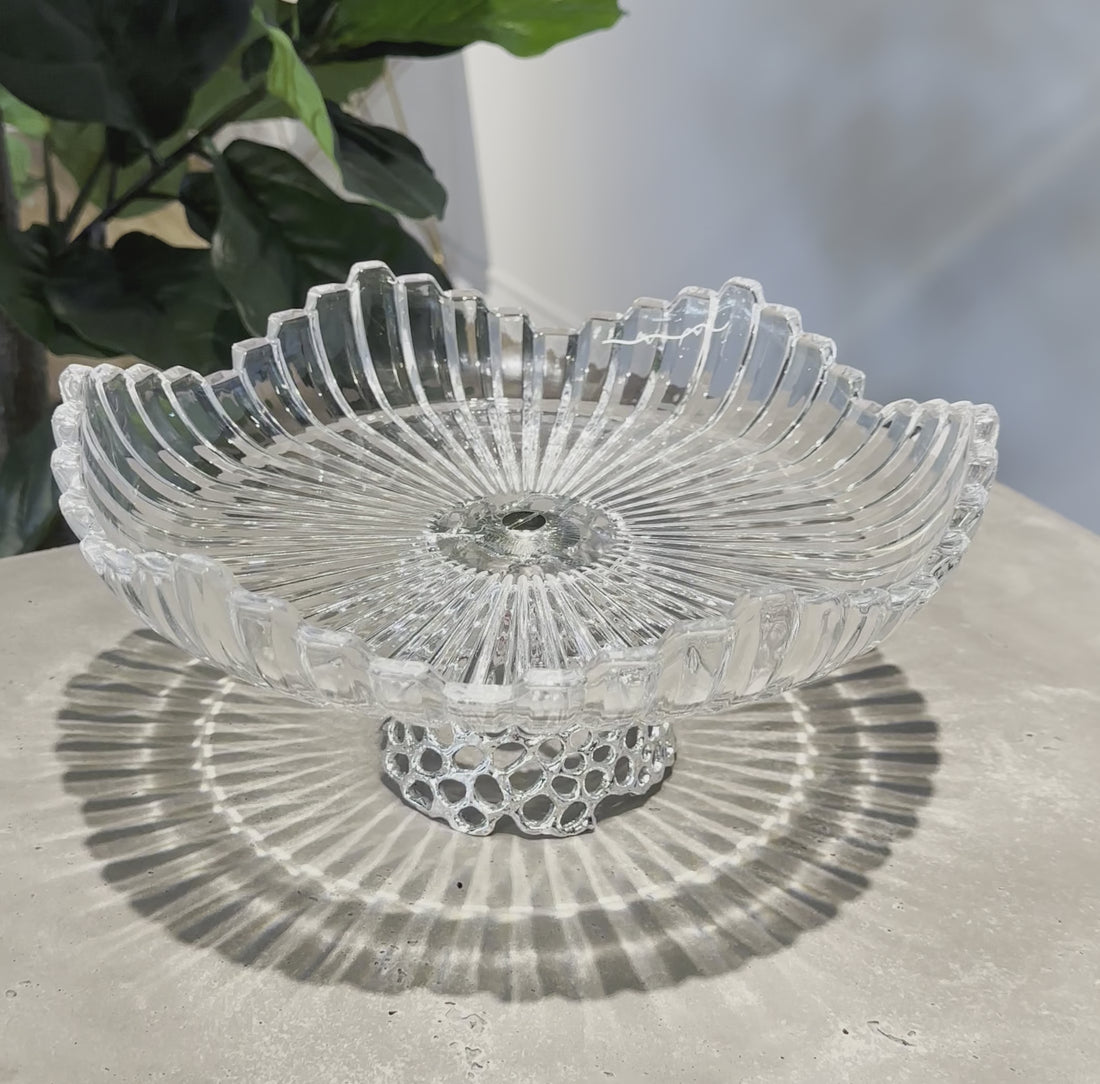 Glass Bowl with Silver Intricate Base