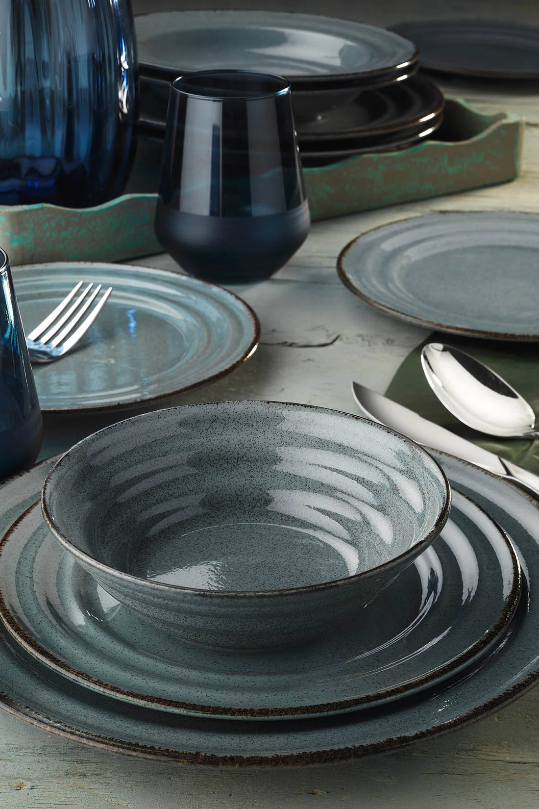 Pearl Tuana 24 Pcs Dinnerware Set Blue